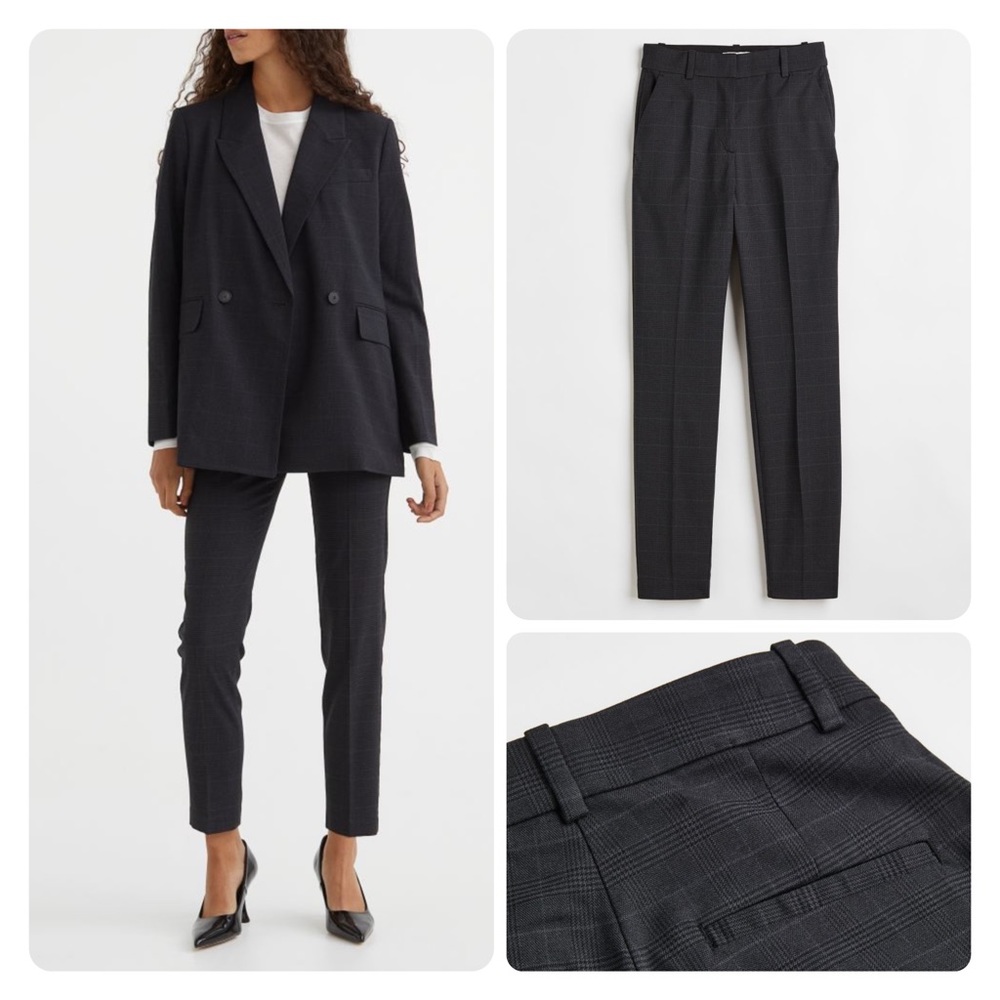H&M dark gray checked slack pants